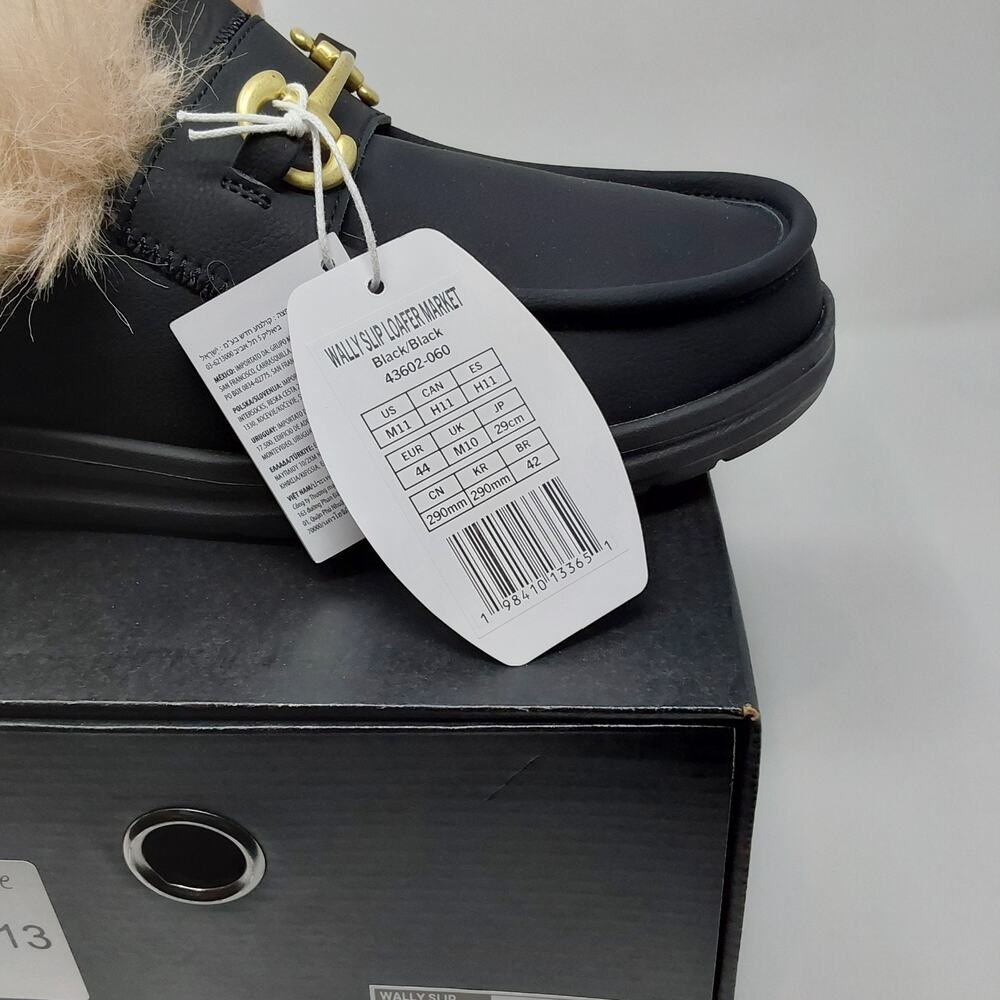 Hey Dude Wally Slip Loafer Market Black Fur Mule Slippers NWT - Picture 14 of 16